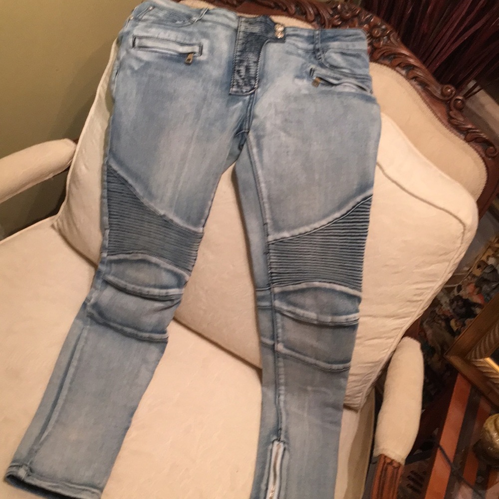 Balmain Moto Cycle Skinny Jeans - Size 30